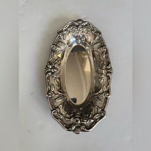 Vintage LBS. Co. Silver Plate 12" Oval Bread Tray Victorian Rose Flower Floral